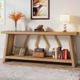 thumbnail image 4 of Tribesigns 70.86-Inch Long Sofa Table, 2-Tier Narrow Console Table with Storage, Wood Foyer Entryway Couch Table for Hallway, Entrance, Light Brown, 4 of 5