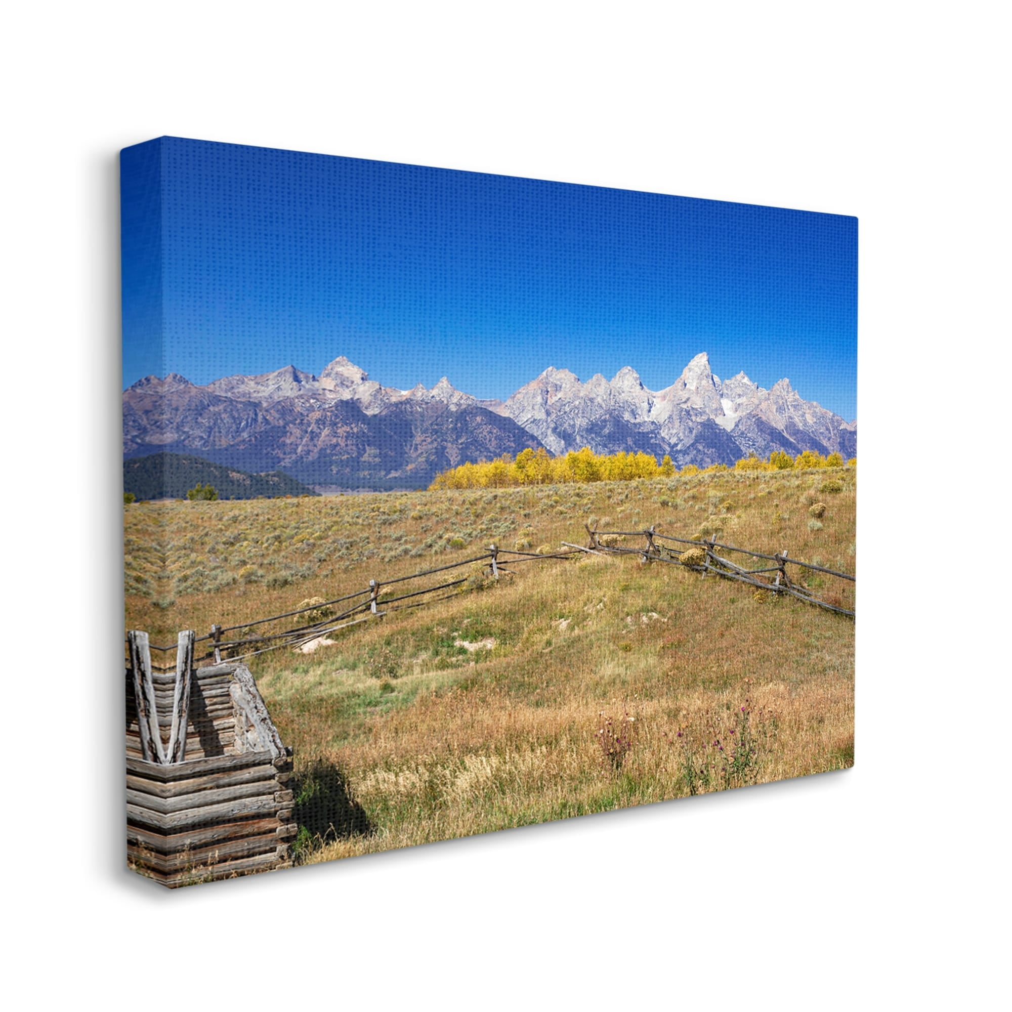 Stupell Industries Panoramic Mountain Peaks Countryside Fence Grassland Field Canvas Wall Art, 40 x 30, Design by Daniel Sproul