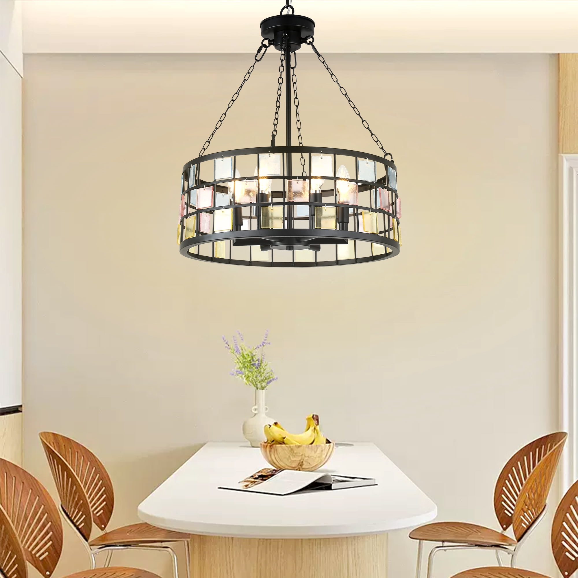 Chords Attic 17" Vintage Church Candle Style Chnadelier Adjustable Hanging Pendant Light Fixture for Livingg Room, dining Room