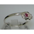 thumbnail image 3 of LBG British Made 925 Sterling Silver Natural Opal & Ruby Womens Trilogy Ring - 33 size options - Size 8.25, 3 of 6