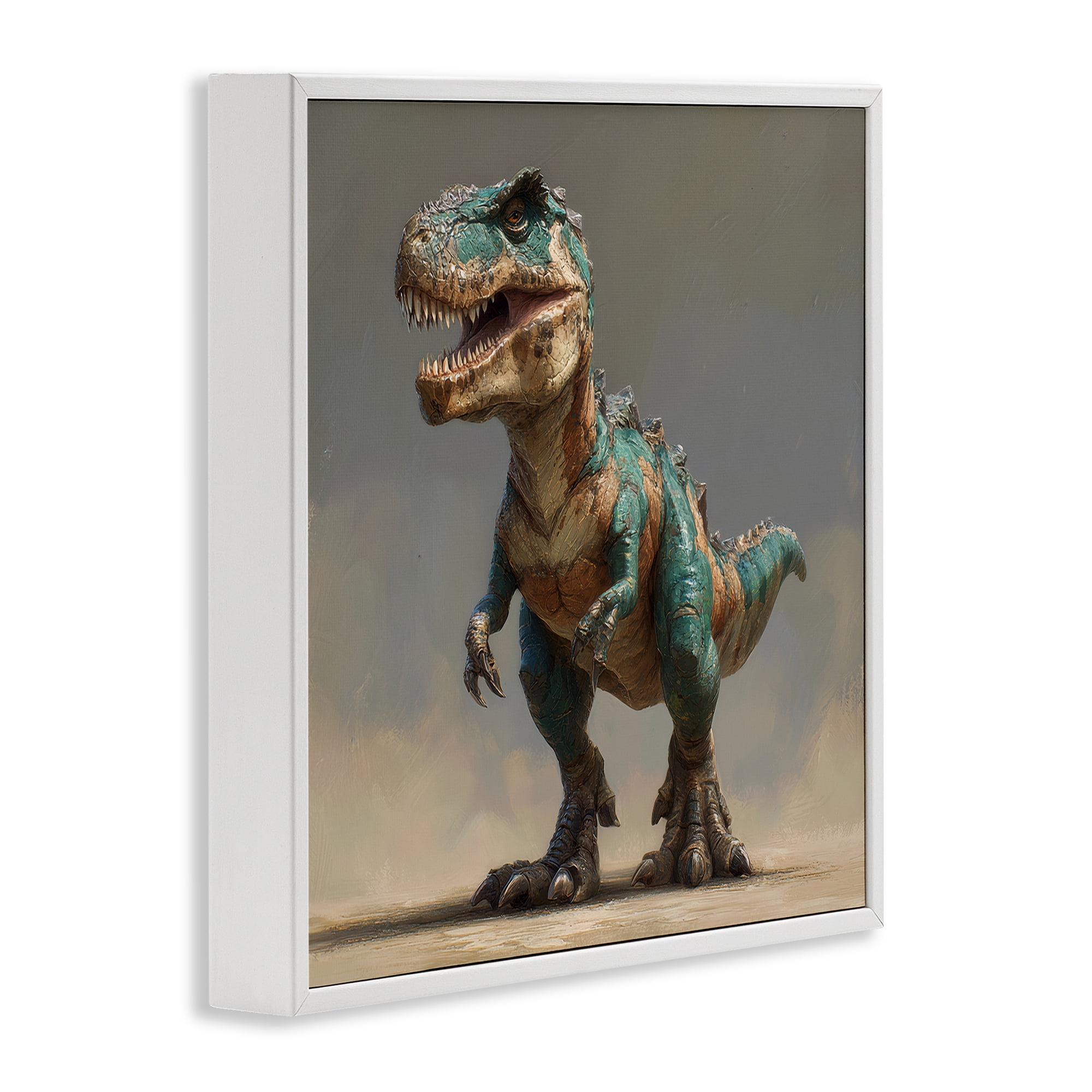 Stupell Industries Turquoise T-Rex Study White Framed Giclee Art, design by Wumples