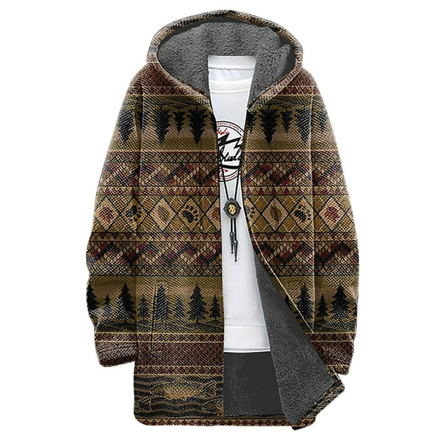 WRKEKC Men's Heavyweight Winter Coat Hooded Long Sleeve Insulated Parka with Multiple Pockets for Extreme Cold Weather Urban Warmth Brown S