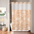 thumbnail image 2 of No Hook Shower Curtain, Orange Flowers Shower Curtains for Bathroom with See Through Top Window, Farmhouse Botanical Floral Butterfly Waterproof & Washable Bath Curtain Stall 48"x72", 2 of 9