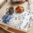 thumbnail image 2 of Placemats Set of 8 - 13x19 Inch, Thanksgiving Non-Slip Washable Place Mats for Dining Table, Fall Pumpkin Eucalyptus Leaves Flowers Polyester & Linen Blend Table Mats for Kitchen Party Holiday, 2 of 9