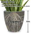 thumbnail image 3 of StarQualityBargain 12inch Tall Eco-Friendly Round Pot Planter | Indoor/Outdoor Use, Durable, Versatile, and Lightweight, 2 Pack, Gray, 3 of 8