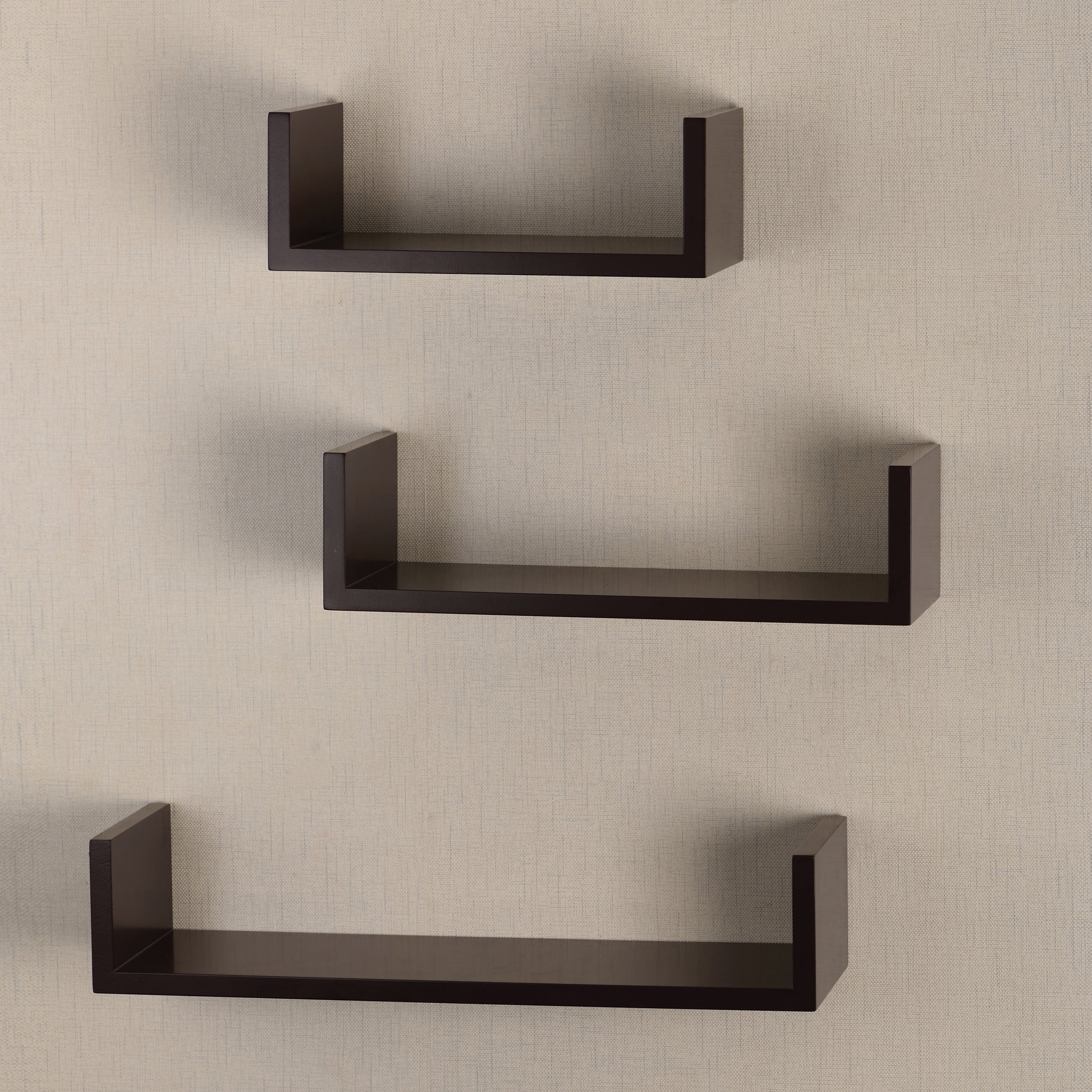V-Light Espresso U-Shaped Wall Shelf, 3 pack