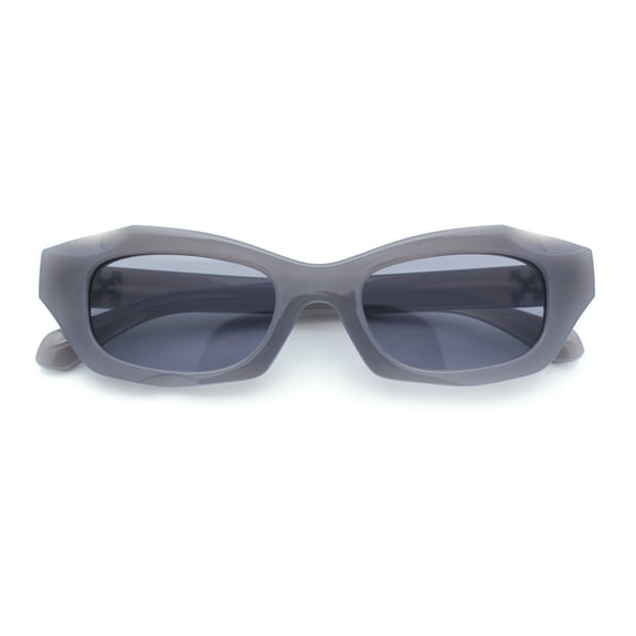 Womens Classy Mod Oval Rectangle Plastic Chic Fashion Sunglasses All Grey