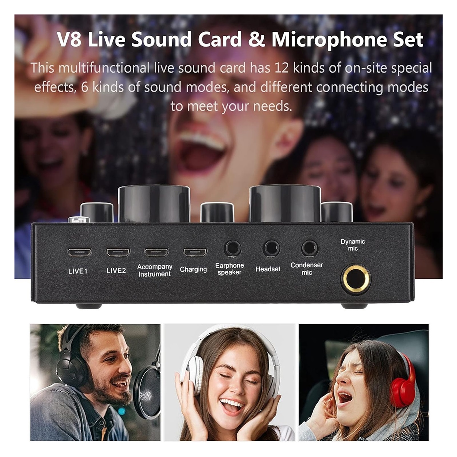 Podcast Microphone Set with Microphone for Gamers and All-in-One DJ Mixer for Live Streaming,Singing
