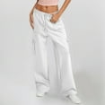 thumbnail image 2 of Fiaer,Women High Waisted Drawstring Wide Leg Cargo Pants,Womens 2025 Trendy Casual Baggy Joggers with Pockets,Women's Plus Size Cozy Lounge Slacks White XL, 2 of 5