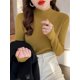 thumbnail image 4 of Suéter de punto de Cuello medio alto para mujer, jersey de manga larga, blusa elástica suave negra, otoño e invierno, 2024, 4 of 4