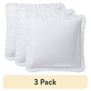 (3 pack) Better Homes & Gardens White Eyelet Cotton Euro Sham, 26" x 26"