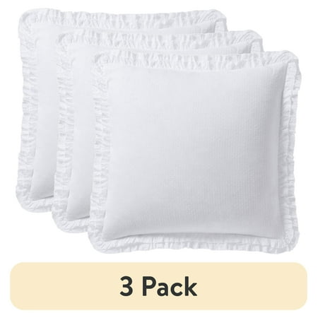 (3 pack) Better Homes & Gardens White Eyelet Cotton Euro Sham, 26" x 26"