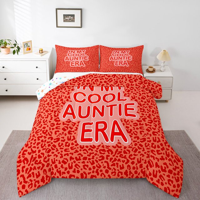 Erosebridal Red Leopard Print Bedding Twin Comforter Set,Animal Print Down Comforter,Princess Room Decorative,Reversible,Lightweight,2-Piece
