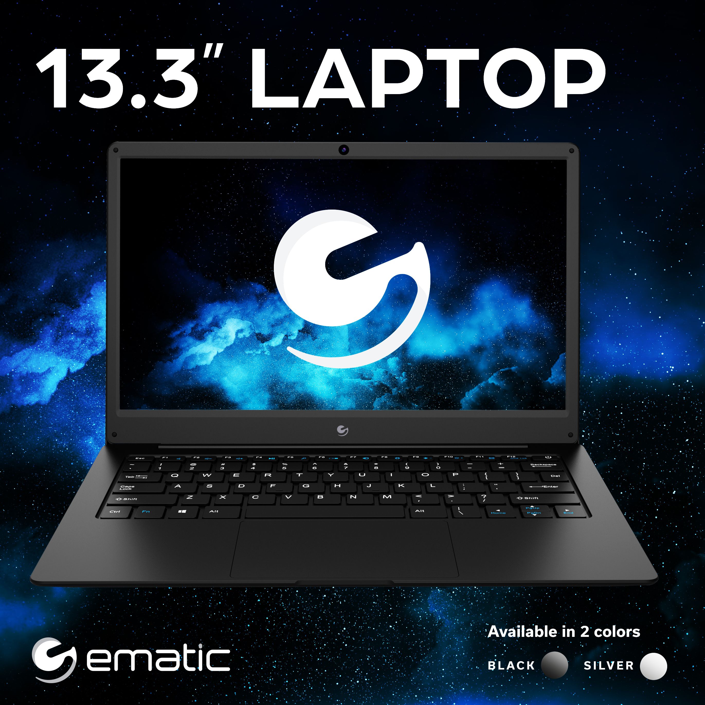 Ematic 13.3" Laptop with Full IPS HD Display, 4GB RAM, 64 GB Storage, AMD & Windows 10, Black (EWT148AB) - image 3 of 8