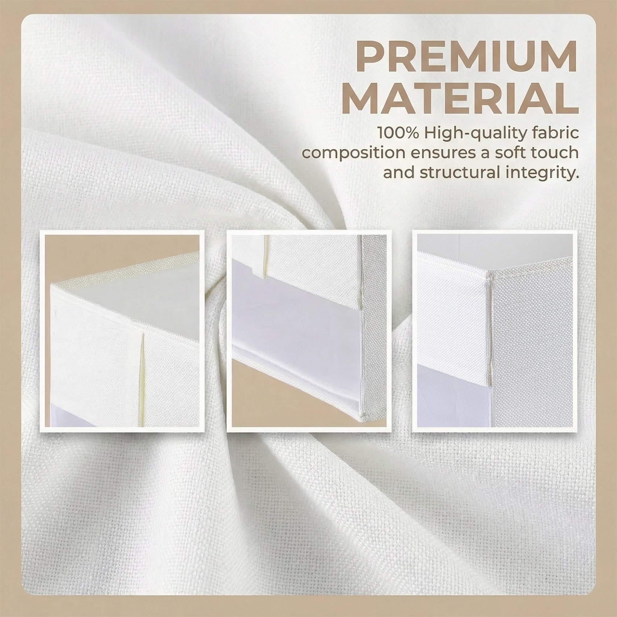 Unique Bargains 1pc Collapsible Fabric Storage Bins White 20.9*13.2*9.1in