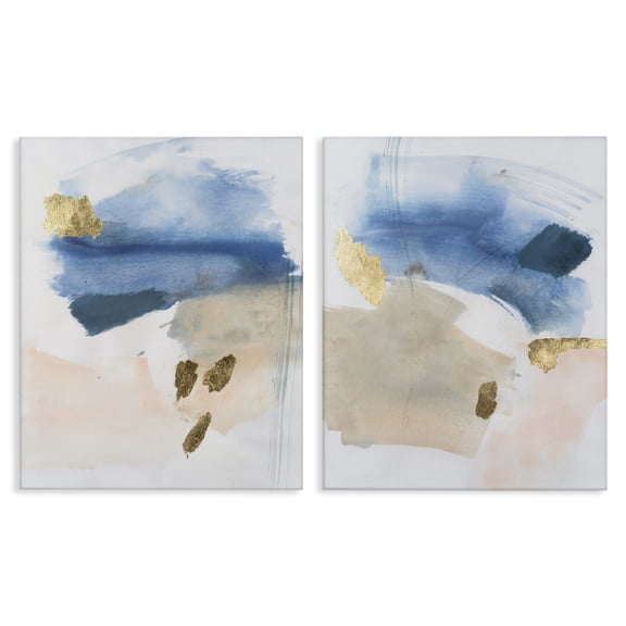Stupell Industries Beach Themed Abstraction Abstract Painting Wrapped Canvas Art Print Wall Art, 16 x 20, Set of 2