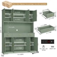 thumbnail image 6 of Homfa Kitchen Pantry with Hutch and Drawers, 71" Tall Storage Cabinet with 55" Wide Countertop and Built-In Power Outlet, Farmhouse Coffee Bar for Dining Room, Green, 6 of 7