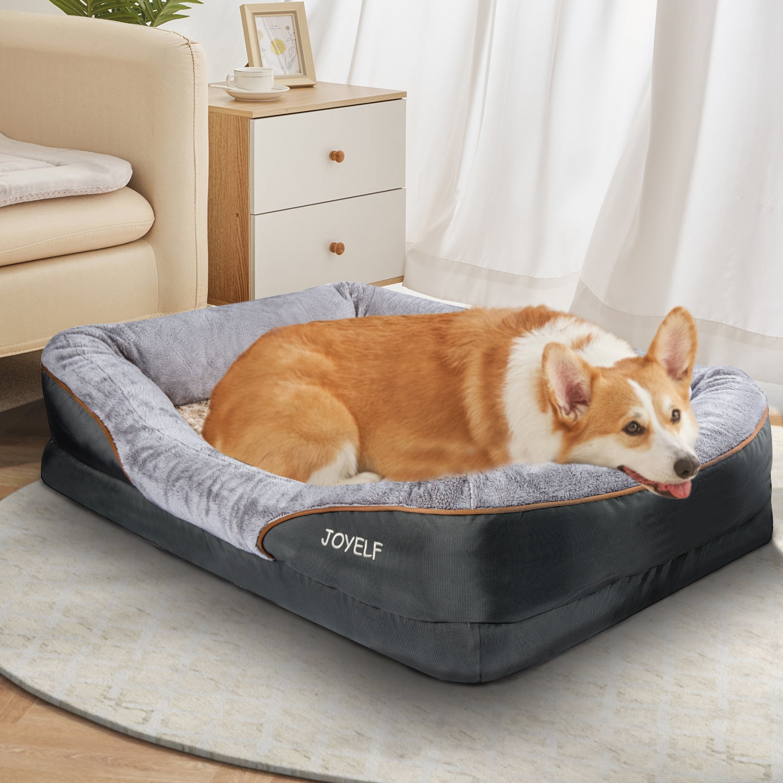 JOYELF Memory Foam Dog Bed Small Orthopedic Dog Bed & Sofa with Removable Washable Cover and Squeaker Toys as Gift