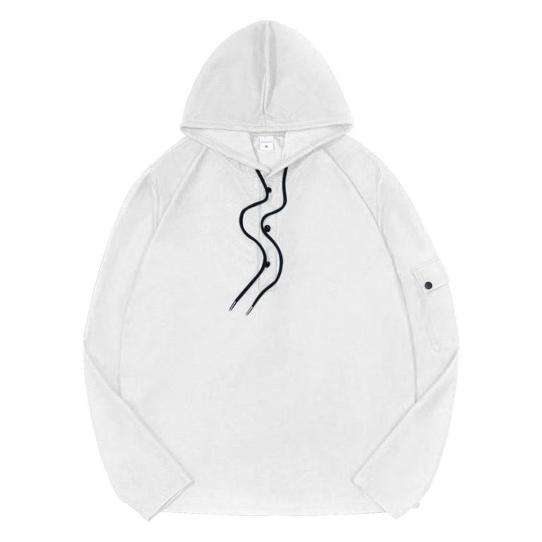 PiGOGI Men's Thin Hooded Sweatshirt Long Sleeve Loose Fit Pullover