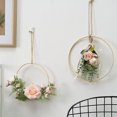 thumbnail image 5 of Corona de flores de pared de aro de boda, corona decorativa, guirnaldas de flores artificiales, marco redondo de corona de rosas, para arreglos florales artesanales, decoración de bodas, 5 of 5