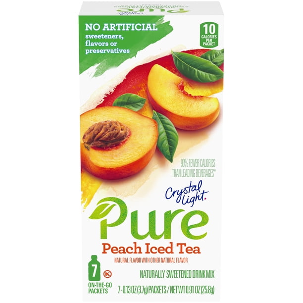 Crystal Light Pure Peach Iced Tea Naturally Flavored Powdered Drink Mix