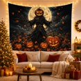 thumbnail image 3 of Pumpkin Head Figure Standing in a Dark Field, Eerie Gothic Style for Halloween Decor Lovers, Haunted Wall Decor, Halloween Gift, Tapestry Wall Hanging for Entryway and Dorm, 3 of 7