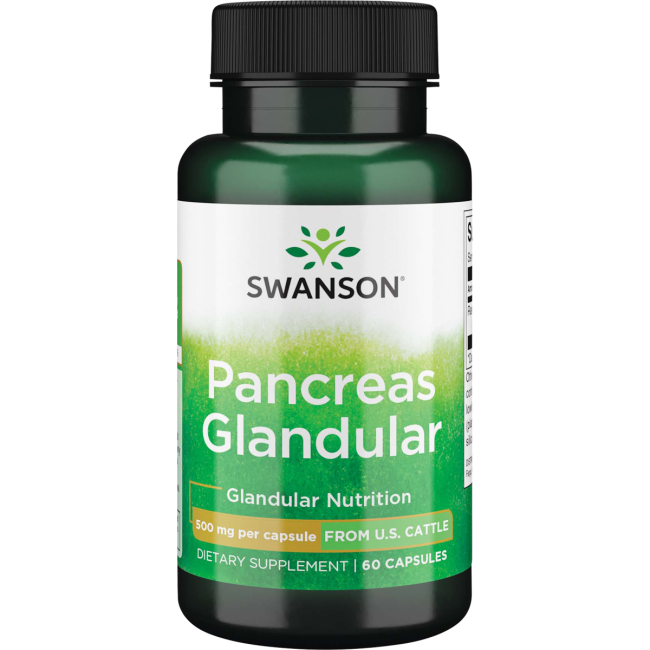 Swanson Raw Pancreas Glandular 500 mg 60 Capsules.