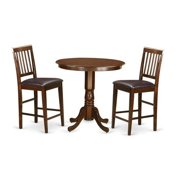 East West Furniture 3 PC pub Table set-pub Table and 2 counter height Chairs