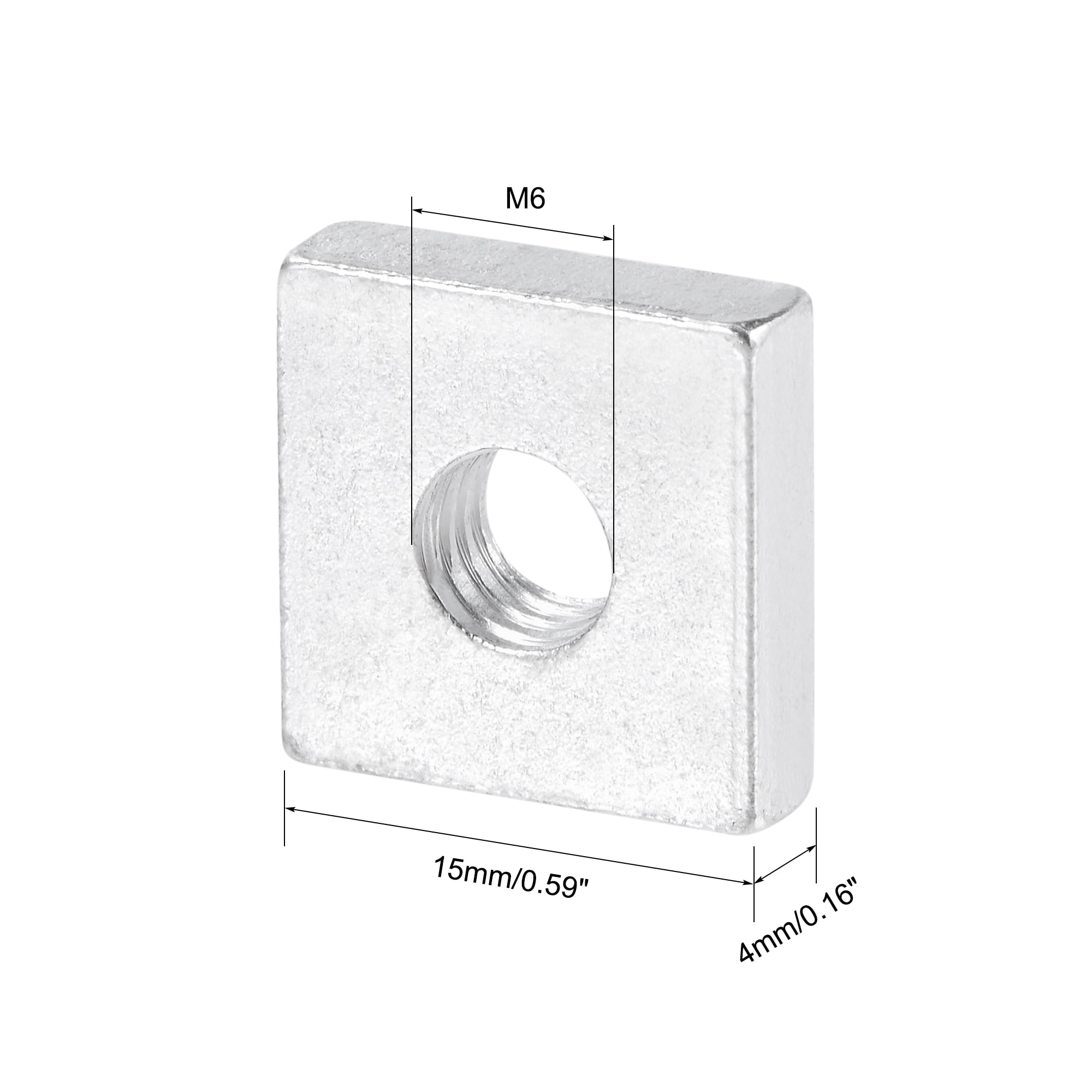 Kit De 10 écrous Carrés M6 X 20mm X 5mm, Filetage Métrique Gros, Zincé - Parfait Pour Bricolage Et Assemblage