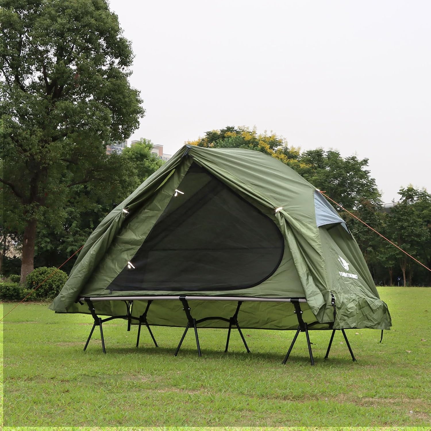 Arctic Lemmings 4-in-1 Elevated Camping Cot Tent for 1 Person - Foldable and Portable Tent Set for Hiking, Camping & Outdoor Adventures