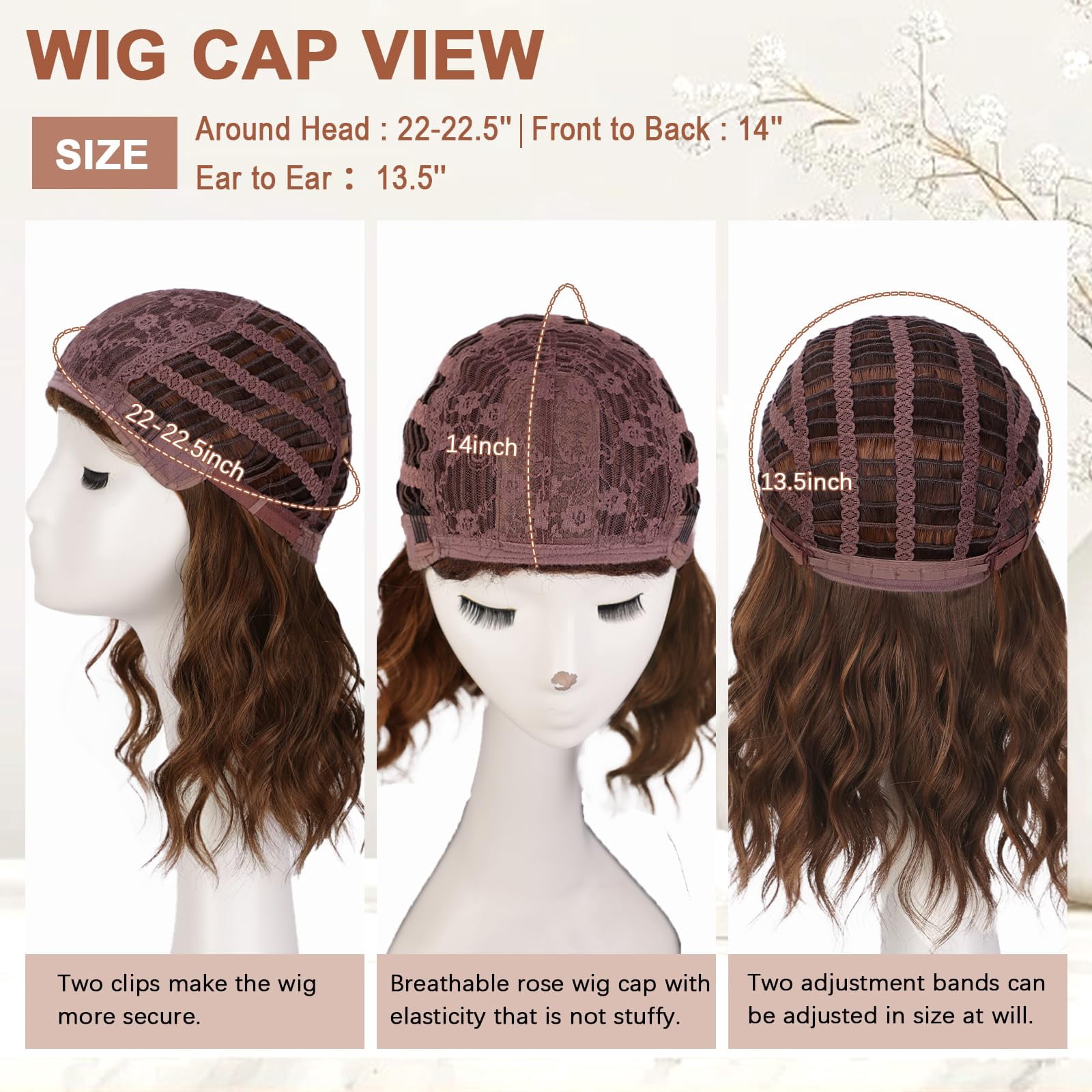 Wig with Bangs Short Bob Wigs for Women Shoulder Length Wavy Curly Wigs Synthetic Fiber Wigs 14 Inches for Daily Party Use
