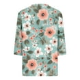 thumbnail image 4 of CYMMPU Loose Fit V Neck Flower Printed Tunic Tops Spring Tops 3/4 Sleeve Blouses for Women Dressy Casual Summer Trendy Shirts Business Elegant Work Tops T-Shirts S, 4 of 5