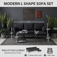 thumbnail image 3 of Bezseller 3-Piece Rattan Patio Sets with L-Shaped Sofa and Coffee Table, Black, 3 of 6