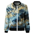 thumbnail image 3 of Womens Casual Jackets Zip Up Jacket Floral Print Coat Stand Collar Short Sports Zipper Outwear Work Suits Women Oversized Jean Jacket Women Business Casual Tops Light Weight Jackets for Women with, 3 of 4