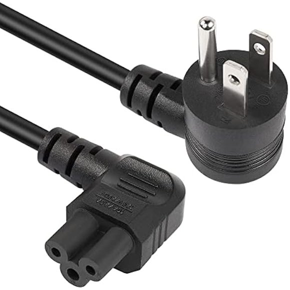 LujingZ GELRHONR Cordon d'Alimentation CA vers IEC320 C5 à 90 Degrés à 3 Broches, 10A 125V Angle de Descente NEMA 5-15P vers 3 Fentes Câble d'Alimentation Universel Mickey Mouse pour Ordinateurs Portables, Télé, Moniteurs - 4,9 Pi (Noir-Gauche C5)