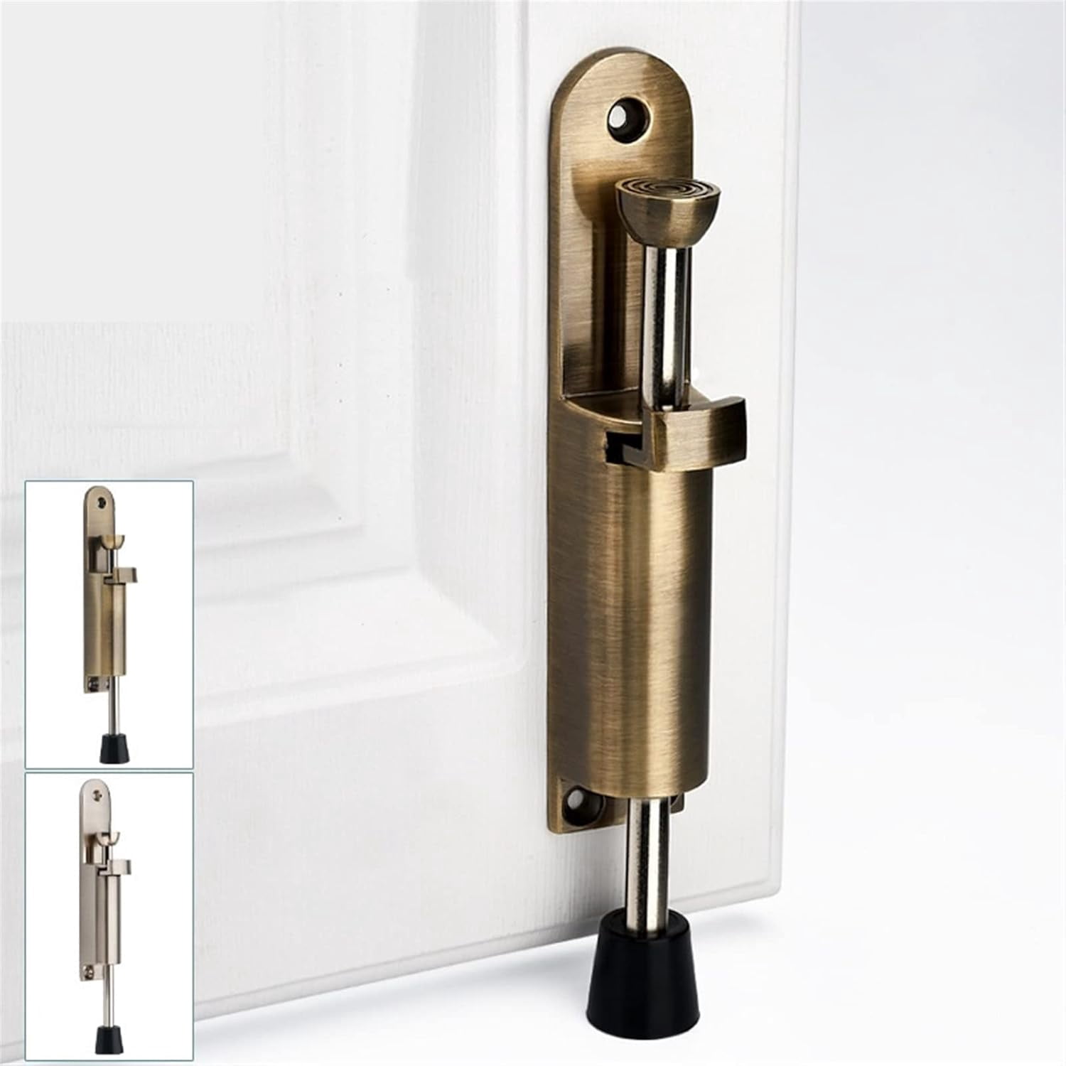 Zinc Alloy Foot-Operated Lever Door Stops Adjustable Kickdown Bronze Door Holder Door Stop Hardware Door Buffer Fittings 1Pcs