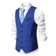 thumbnail image 3 of Bcfgryg Mens Casual Suit Vest Wedding Party V Neck Single Vest Mens Waterproof Jacket Blue S, 3 of 3