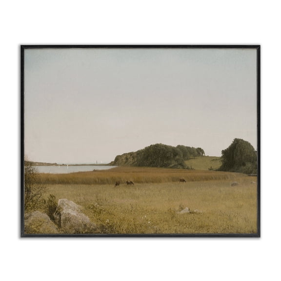 Stupell Industries Traditional Countryside Grazing Cows Black Framed Giclee Art, 14 x 11, by Lettered and Lined