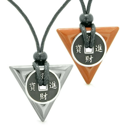 Amulets Lucky Coin Triangle Magic Powers Hematite Red Jasper Love Couples or Best Friends (Best Tv Love Triangles)