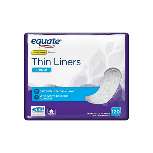 Equate Thin Daily Liners, Regular, Unscented, 120 Ct