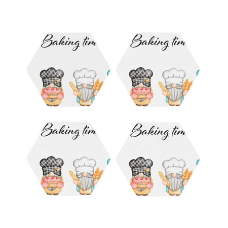 

Kdxio Little Chef Gnome Funny Coasters 4 Pcs Leather Coasters Housewarming Gifts Protect Furniture from Water Marks Scratch and Damage