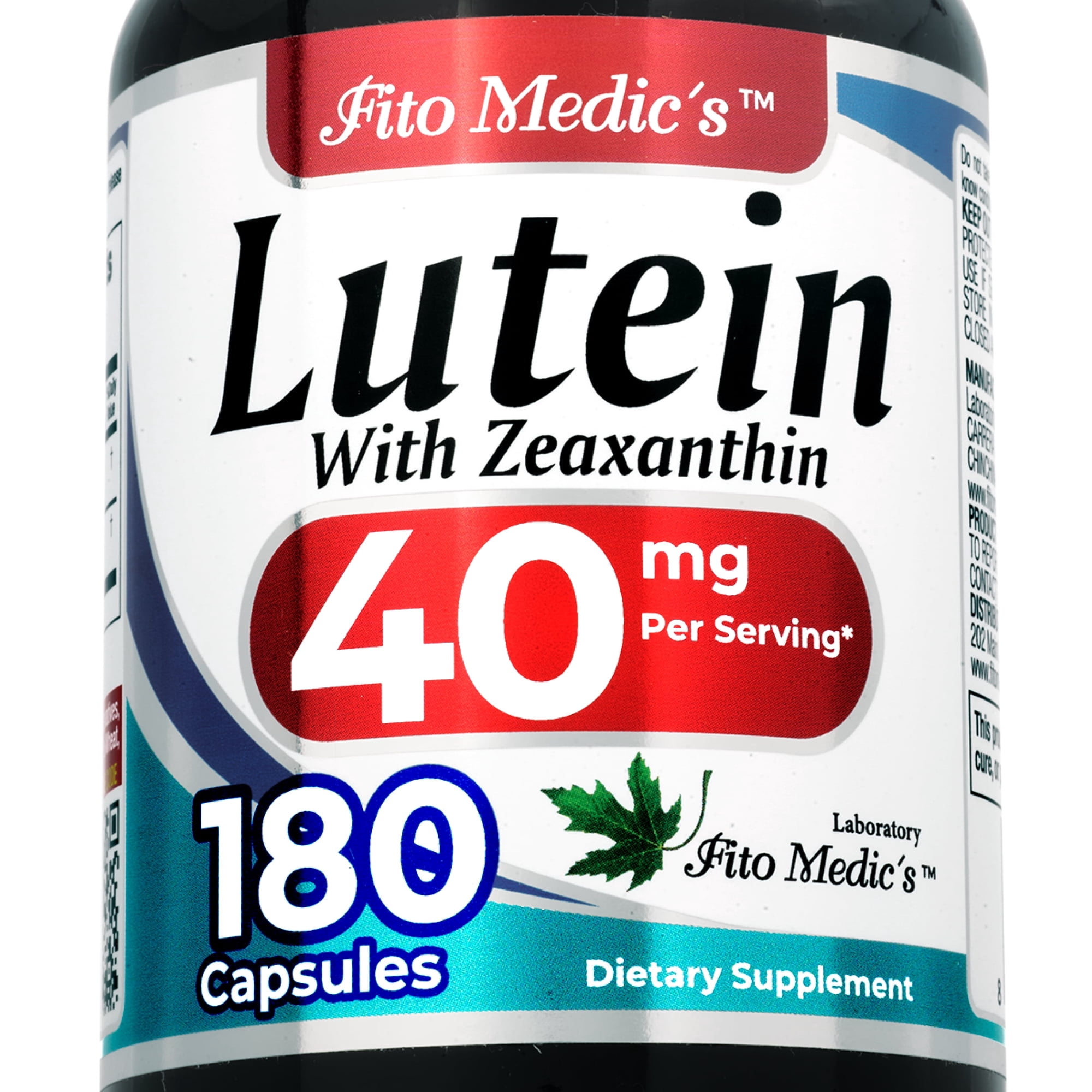 Lutein 40 mg with Zeaxanthin | 180 Capsules | Dietary Supplement for Men & Women | by Fito Medic's