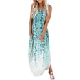 thumbnail image 2 of SMihono Robe Maxi Bohème d'Été pour Femmes Grande Taille Robe Longue Imprimée Sans Manches Col Rond Robe de Plage, 2 of 5