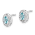 thumbnail image 2 of Sterling Silver Rhodium-plated with Light Blue & White Cubic Zirconia Oval Stud Earrings, 2 of 3