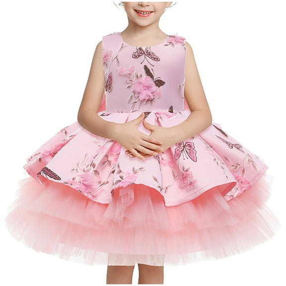 NaWent Flower Toddler Girl Dress Long Sleeves Lace Top Tulle Skirt Girls Lace Party Dresses 1-6T Pink 2 Years