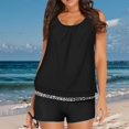thumbnail image 2 of Baqcunre Women's Tankini Suit Two Piece Swimsuit Sleeveless Loose Tankini Swimwear Solid Color Boxer Bottom Black L, 2 of 3