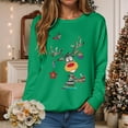 thumbnail image 2 of Kaprioy Sweatshirts for Women Cute Christmas Gift Long Sleeve Shirt Pullover Tops Elk Prints Fall Fashion Clothing Green, XXL, 2 of 6