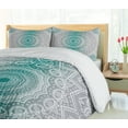 thumbnail image 5 of Ambesonne Grey and Teal Duvet Cover Sets, Mandala Occult Motif, 2-Queen, Teal Grey, 5 of 7