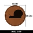thumbnail image 2 of Snail On the Move Solid 2.5" Faux Leather Round Engraved Iron-On Patch - Brown, 2 of 6