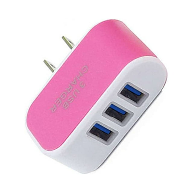 kurtrusly Wall Charger 3 Port Small Lightweight Compact USB Power Adapter Phone Charging Phones Cameras Players Gift Phone Red 1Set